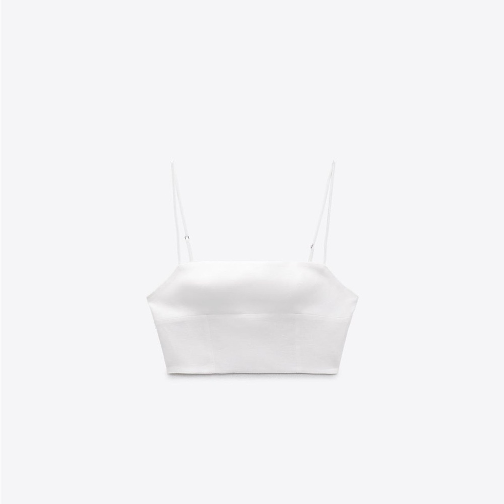Zara: LINEN BLEND CROP TOP